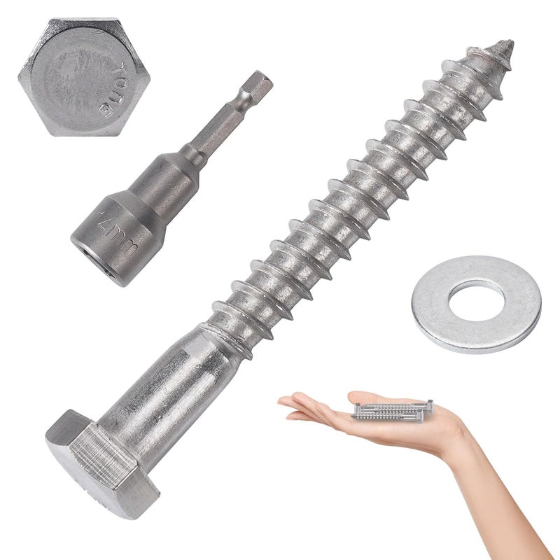 AiVeUao 50 Pack 304 Stainless Steel Wood Lag Screw, 3/8" x 3" Hex Head Lag Bolts, Heavy Duty Hex Head Lag Screws, Wood Screws 18-8 - Image 1
